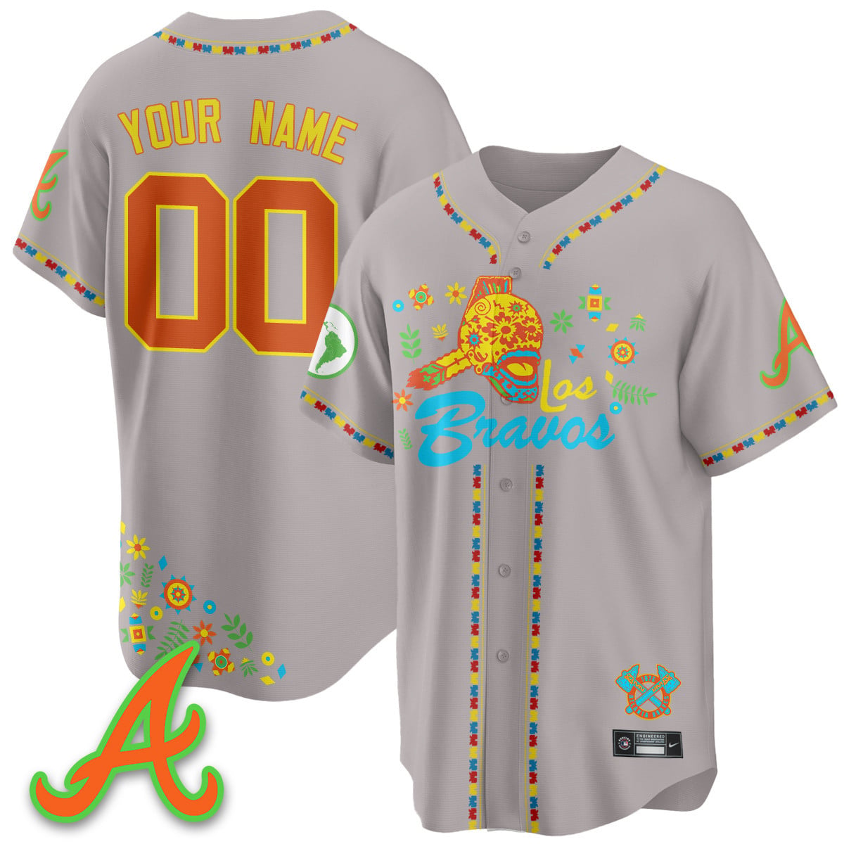 Custom Atlanta Braves 2025 "Los Bravos" Jersey V2 - All Stitched