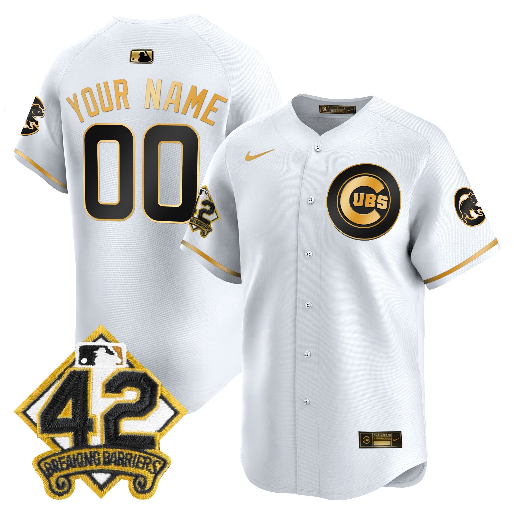 Chicago Cubs 2025 Jackie Robinson Patch Vapor Premier Limited Custom Jersey - All Stitched